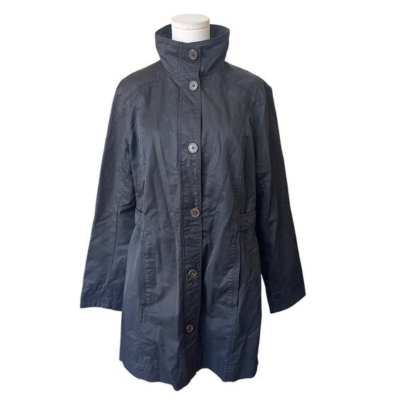 Eddie Bauer Womens‎ Black Barn Rain Parka Coat Size L Jacket Adjustable Pockets - Picture 2 of 8